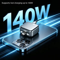 140W Ultra-Fast Phone Charger Adapter with Auto Power Cutoff Smart Full-Charge Eject Function Compatible with All Smartphones