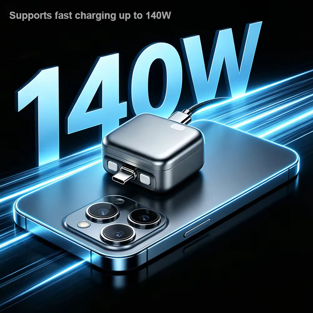 140W Ultra-Fast Phone Charger Adapter with Auto Power Cutoff Smart Full-Charge Eject Function Compatible with All Smartphones