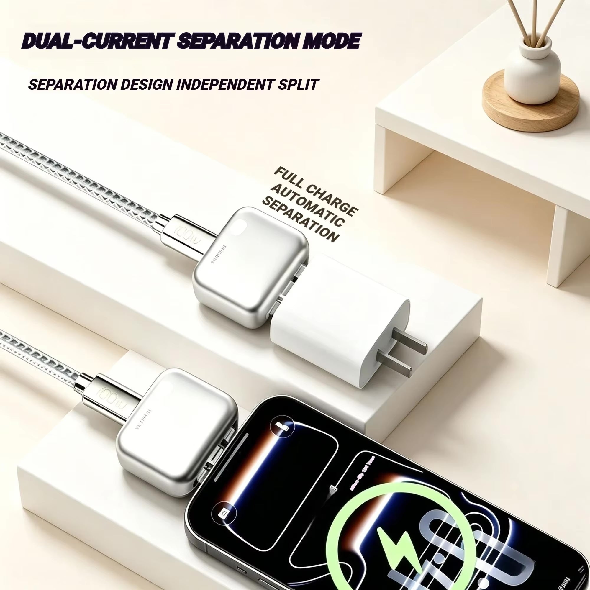 140W Ultra-Fast Phone Charger Adapter with Auto Power Cutoff Smart Full-Charge Eject Function Compatible with All Smartphones