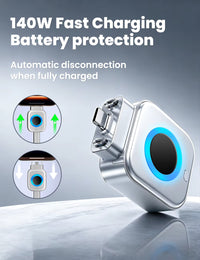 140W Ultra-Fast Phone Charger Adapter with Auto Power Cutoff Smart Full-Charge Eject Function Compatible with All Smartphones